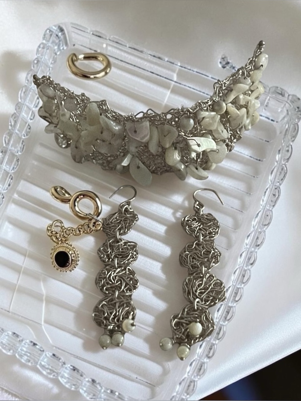 Vintage Wire Crochet Sterling Silver Set